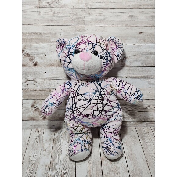 Kellytoy Foil Metallic Pink Teddy Bear Plush 12" Pink Stuffed Animal Toy - Picture 8 of 8